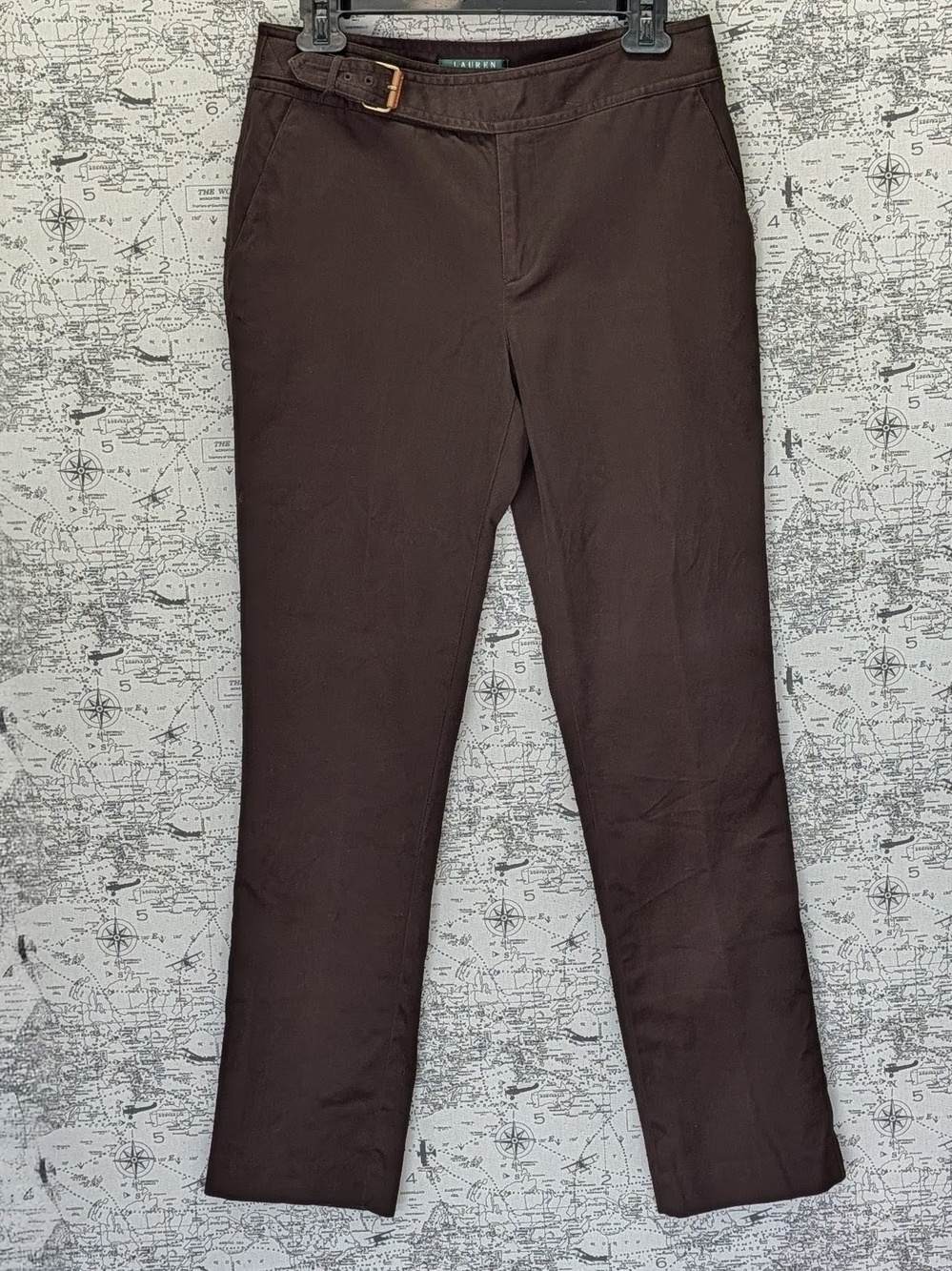 Lauren Ralph Lauren Espresso Brown Buckle Detail Trousers / Slacks (Size 4)